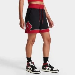Nike Women's Jordan Drawcord Diamond Shorts Black/Gym Red/White - DZ3352 010