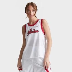 Nike Women's Jordan Script Jersey White/Red - DZ3369 100