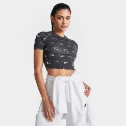 Women's Nike Air Slim-Fit Printed Crop T-Shirt Black - DZ3751 010