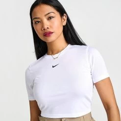Women's Nike Essential Crop T-Shirt White - FB2873 100 -Nike Women Shop FB2873 100 M5