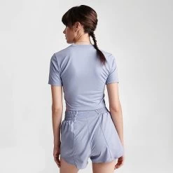 Women's Nike Essential Crop T-Shirt Indigo Haze/Reflective Silver - FB2873 519 -Nike Women Shop FB2873 519 M4