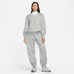 Women's Nike Sportswear Phoenix Fleece Oversized V-Neck Sweatshirt Dark Grey Heather/Sail - FB8317 063 7 Women's Nike Sportswear Phoenix Fleece Oversized V-Neck Sweatshirt Dark Grey Heather/Sail - FB8317 063 -Nike Women Shop FB8317 063 M3