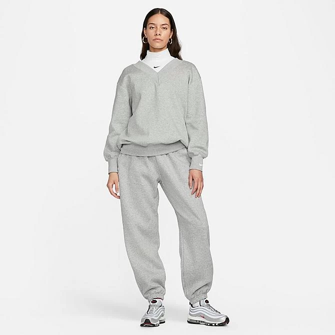 Women's Nike Sportswear Phoenix Fleece Oversized V-Neck Sweatshirt Dark Grey Heather/Sail - FB8317 063 3 Women's Nike Sportswear Phoenix Fleece Oversized V-Neck Sweatshirt Dark Grey Heather/Sail - FB8317 063 - Image 3
