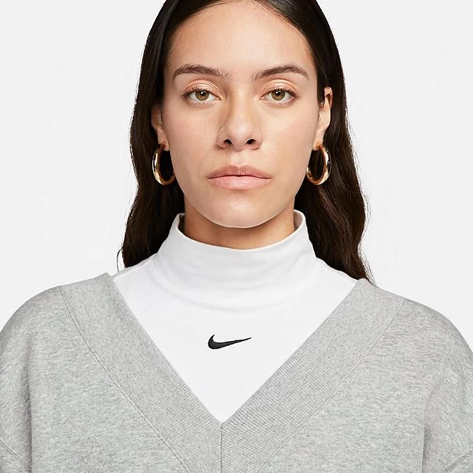 Women's Nike Sportswear Phoenix Fleece Oversized V-Neck Sweatshirt Dark Grey Heather/Sail - FB8317 063 4 Women's Nike Sportswear Phoenix Fleece Oversized V-Neck Sweatshirt Dark Grey Heather/Sail - FB8317 063 - Image 4