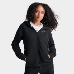 Women's Nike Sportswear Tech Fleece Windrunner Full-Zip Hoodie Black - FB8338 010