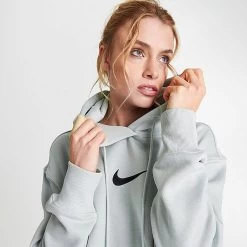 Women's Nike Sportswear Phoenix Fleece Oversized Pullover Hoodie Light Silver/Black - FD0892 034 -Nike Women Shop FD0892 034 M5