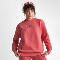 Women's Nike Sportswear Phoenix Fleece Oversized Crewneck Sweatshirt Adobe/Black - FD1128 655 -Nike Women Shop FD1128 655 M3