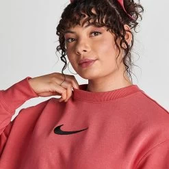 Women's Nike Sportswear Phoenix Fleece Oversized Crewneck Sweatshirt Adobe/Black - FD1128 655 -Nike Women Shop FD1128 655 M5