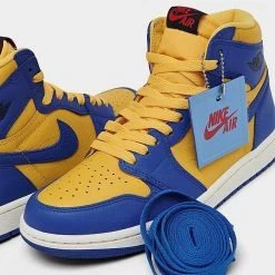 Nike Women's Air Jordan Retro 1 High OG Casual Shoes Varsity Maize/Game Royal/Sail - FD2596 700 -Nike Women Shop FD2596 700 P3