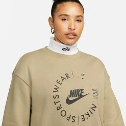 Women's Nike Sportswear Phoenix Fleece Oversized Crewneck Sweatshirt Neutral Olive - FD4234 276 -Nike Women Shop FD4234 276 M4