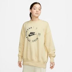 Women's Nike Sportswear Phoenix Fleece Oversized Crewneck Sweatshirt Team Gold - FD4234 783