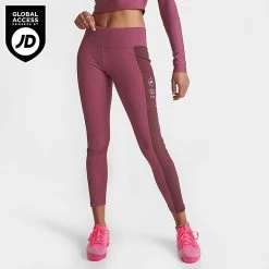 Women's Nike Ribbed Sports Utility Leggings Rosewood/Night Maroon - FD4237 653