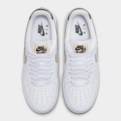 Women's Nike Air Force 1 Low SE Patent Casual Shoes White/Sanddrift/Velvet Brown - FD9873 100 -Nike Women Shop FD9873 100 P5