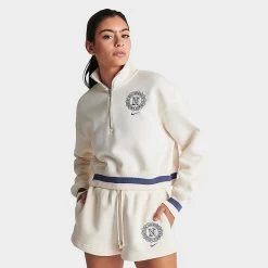 Women's Nike Sportswear Phoenix Fleece Oversized Half-Zip Cropped Sweatshirt Pale Ivory - FJ1819 110
