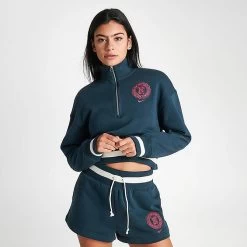 Women's Nike Sportswear Phoenix Fleece Oversized Half-Zip Cropped Sweatshirt Armory Navy - FJ1819 454 -Nike Women Shop FJ1819 454 M3