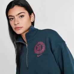 Women's Nike Sportswear Phoenix Fleece Oversized Half-Zip Cropped Sweatshirt Armory Navy - FJ1819 454 -Nike Women Shop FJ1819 454 M5
