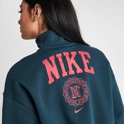 Women's Nike Sportswear Phoenix Fleece Oversized Half-Zip Cropped Sweatshirt Armory Navy - FJ1819 454 -Nike Women Shop FJ1819 454 M6