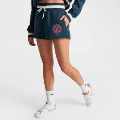 Women's Nike Sportswear Phoenix Fleece High-Waisted Campus Shorts Armory Navy/Pale Ivory - FJ1820 454