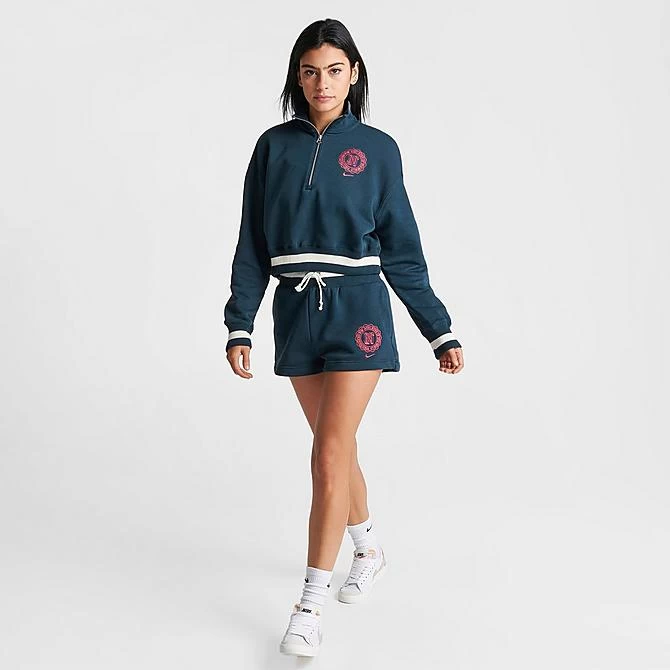 Women's Nike Sportswear Phoenix Fleece High-Waisted Campus Shorts Armory Navy/Pale Ivory - FJ1820 454 2 Women's Nike Sportswear Phoenix Fleece High-Waisted Campus Shorts Armory Navy/Pale Ivory - FJ1820 454 - Image 2