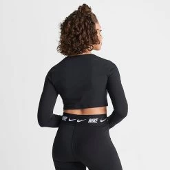 Women's Nike Sportswear Long-Sleeve Crop Top Black - FJ5228 010 -Nike Women Shop FJ5228 010 M4