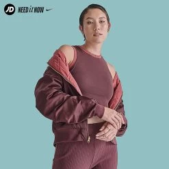 Women's Nike Sportswear Reversible Bomber Jacket Burgundy Crush/Cedar - FN3168 652