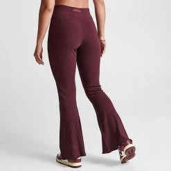 Women's Nike Sportswear High-Waisted Wide Leg Ribbed Jersey Pants Burgundy Crush - FN3169 652 -Nike Women Shop FN3169 652 M4