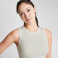 Women's Nike Sportswear Essentials Ribbed Cropped Tank Top Sea Glass - FN3170 020 -Nike Women Shop FN3170 020 M5