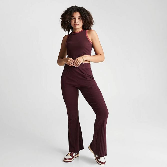 Women's Nike Sportswear Essentials Ribbed Cropped Tank Top Burgundy Crush - FN3170 652 2 Women's Nike Sportswear Essentials Ribbed Cropped Tank Top Burgundy Crush - FN3170 652 - Image 2
