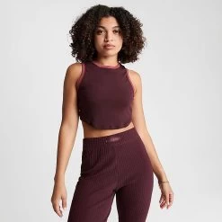 Women's Nike Sportswear Essentials Ribbed Cropped Tank Top Burgundy Crush - FN3170 652 8 Women's Nike Sportswear Essentials Ribbed Cropped Tank Top Burgundy Crush - FN3170 652 -Nike Women Shop FN3170 652 M3