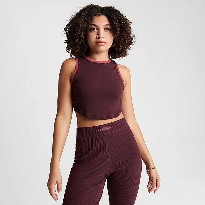 Women's Nike Sportswear Essentials Ribbed Cropped Tank Top Burgundy Crush - FN3170 652 3 Women's Nike Sportswear Essentials Ribbed Cropped Tank Top Burgundy Crush - FN3170 652 - Image 3