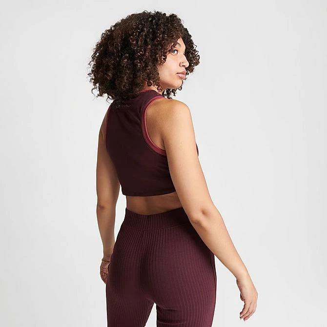 Women's Nike Sportswear Essentials Ribbed Cropped Tank Top Burgundy Crush - FN3170 652 4 Women's Nike Sportswear Essentials Ribbed Cropped Tank Top Burgundy Crush - FN3170 652 - Image 4