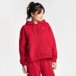 Nike Women's Jordan Brooklyn Fleece Hoodie Gym Red - FN4488 687 -Nike Women Shop FN4488 687 M3