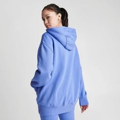 Women's Nike Sportswear Swoosh Life Oversized Fleece Pullover Hoodie Polar Ice - FN7698 450 -Nike Women Shop FN7698 450 M4
